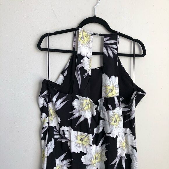 28 PALMS Floral Black White Yellow Halter Look Maxi Dress - Picture 9 of 14